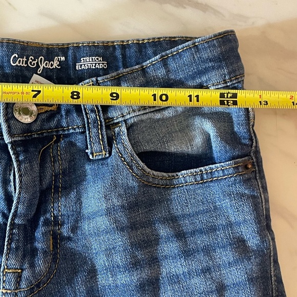 Cat & Jack Kids Blue Straight Leg Distressed Jeans Size 10 Stretch Denim - Picture 3 of 6